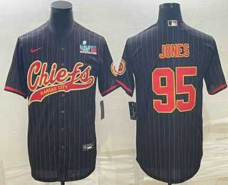 Men's Kansas City Chiefs #95 Chris Jones Black Pinstripe With Super Bowl LVII Patch Cool Base Stitched Baseball Jersey,We sell and wholesale Men's Kansas City Chiefs #95 Chris Jones Black Pinstripe With Super Bowl LVII Patch Cool Base Stitched Baseball Jersey on line form chian!